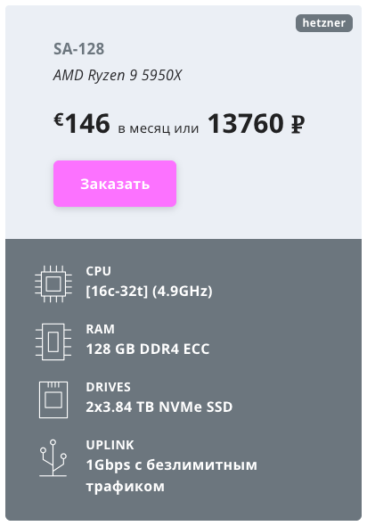 Выделенные серверы на процессоре AMD Ryzen 9 5950X - 11200р./месяц